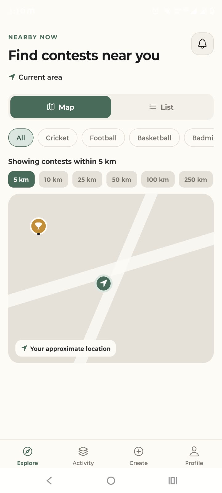 Nearby Map View in FanAroundMe